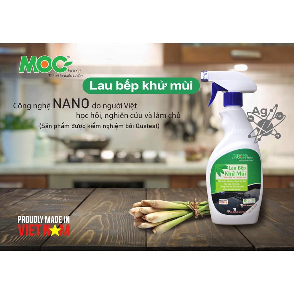 Lau bếp khử mùi tinh dầu sả Nano bạc