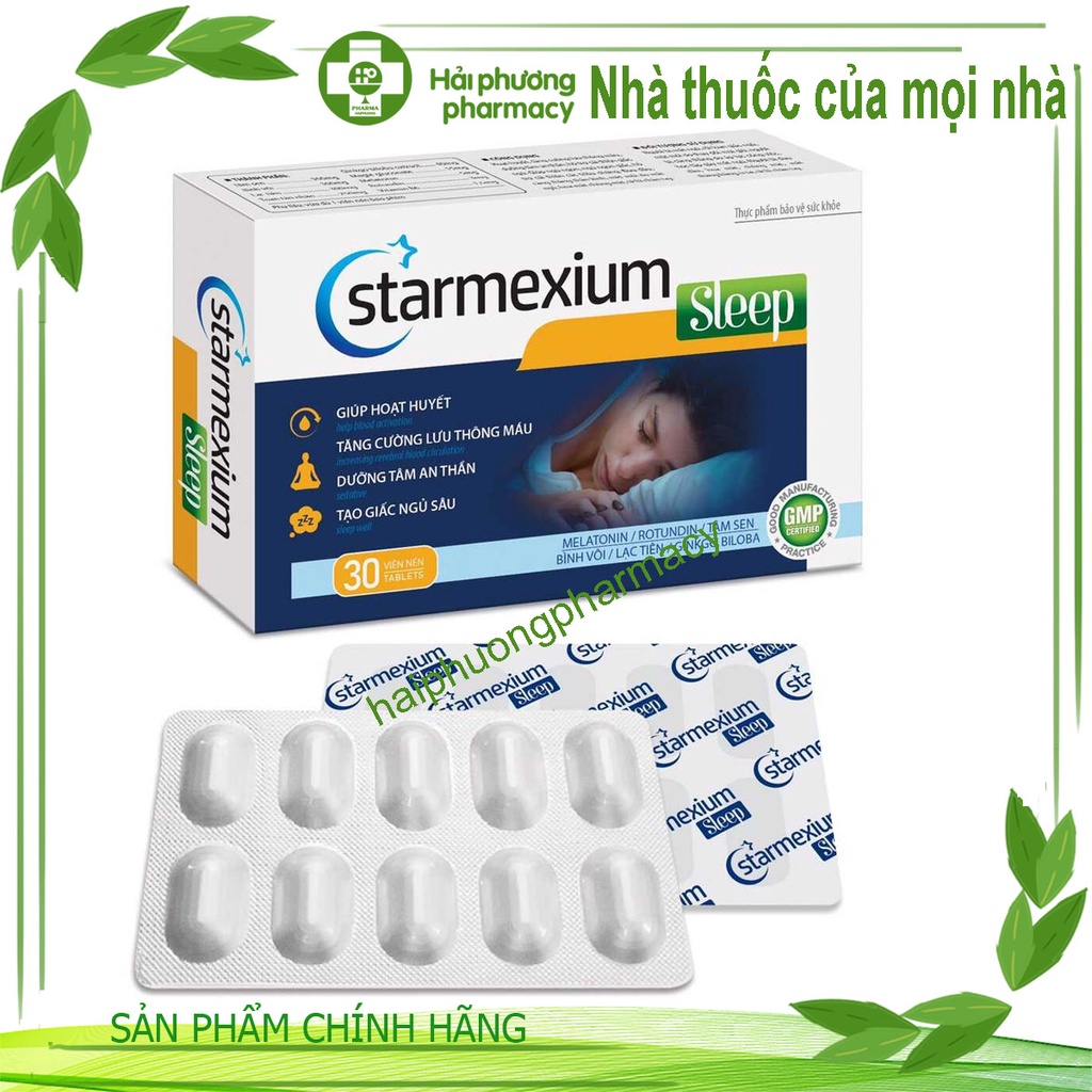 Starmexium sleep hộp 30 viên giúp tăng cường lưu thông máu , dưỡng tâm an thần , hỗ trợ cải thiện giấc ngủ