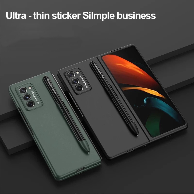 Ốp Điện Thoại Pc Cứng Siêu Mỏng Chống Sốc Màu Trơn Có Ngăn Đựng Bút Cho Samsung Galaxy Z Fold 3 1