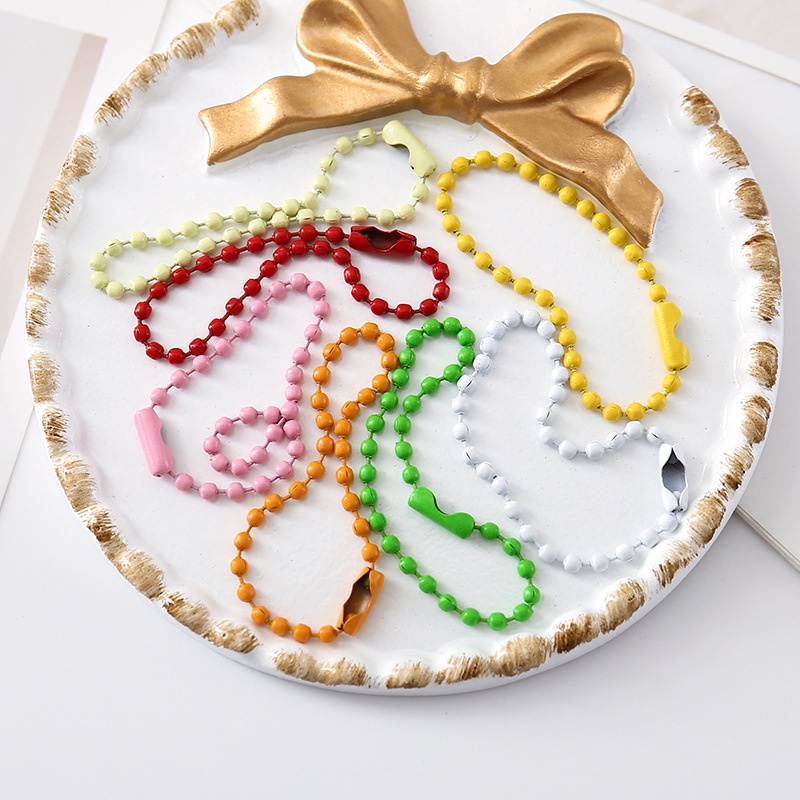 Set 2 Chuỗi Hạt Tròn Kim Loại 12cm Nhiều Màu Làm Trang Sức Thủ Công DIY