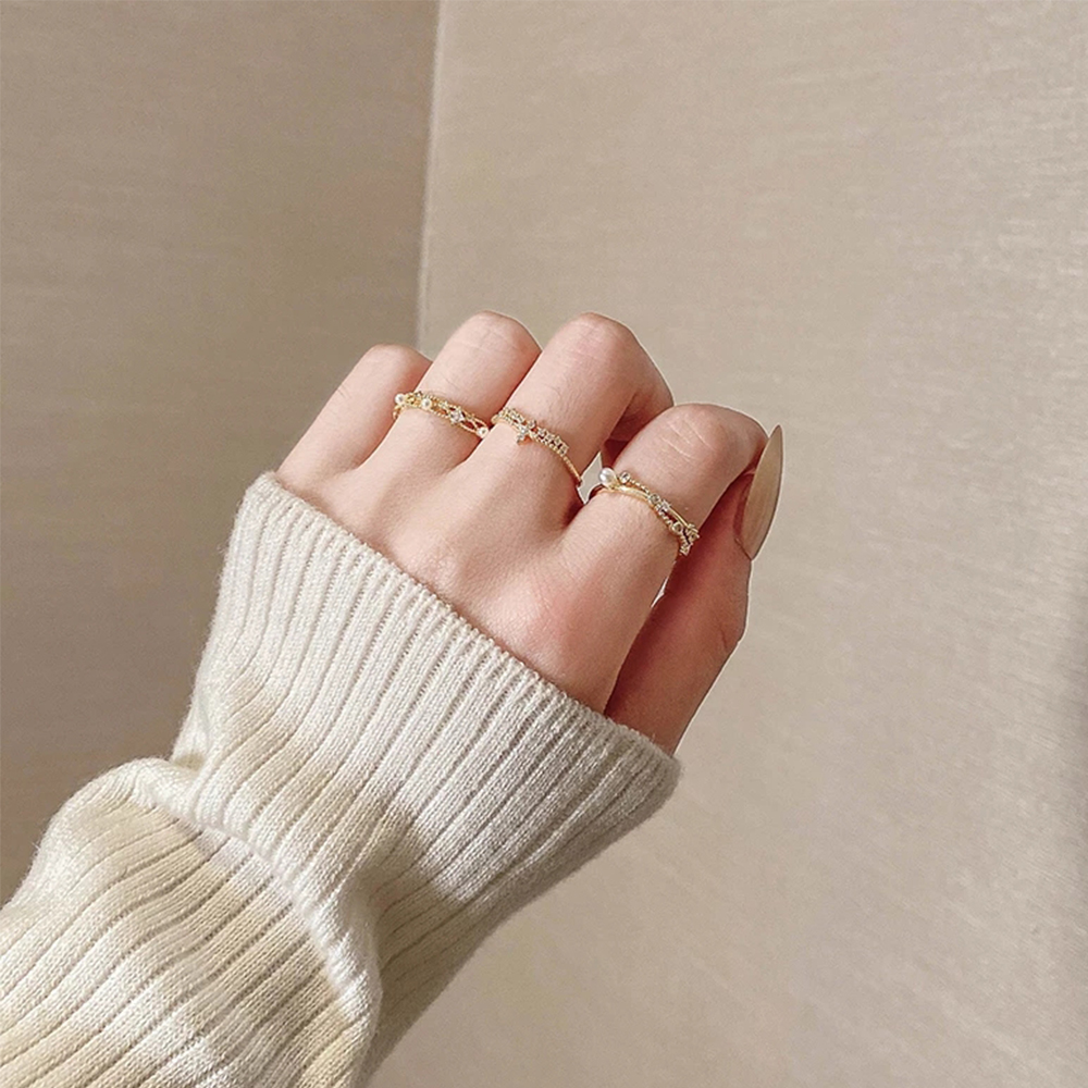 Nhẫn Đeo Tay Kim Loại Đính Đá Thời Trang Cho Nữ