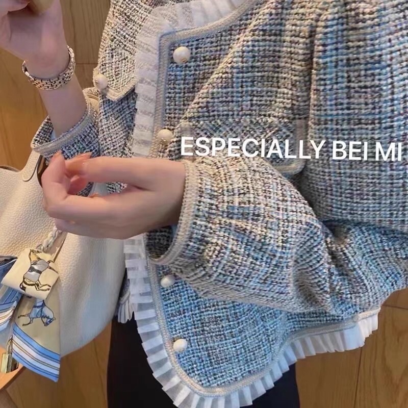 Áo dạ Tweets viền bèo dáng ngắn siêu xinh