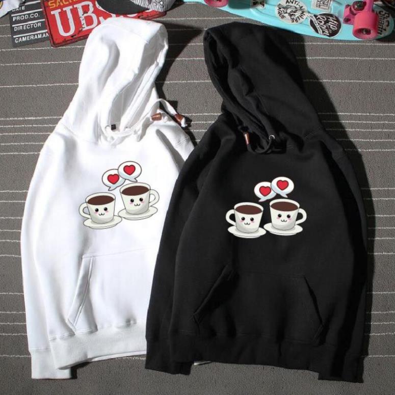 🎁 SALE- Áo nỉ hoodie hoạt hình coffee suông rộng unisex có mũ, chất nỉ bông siêu ấm - áo chất 💖
