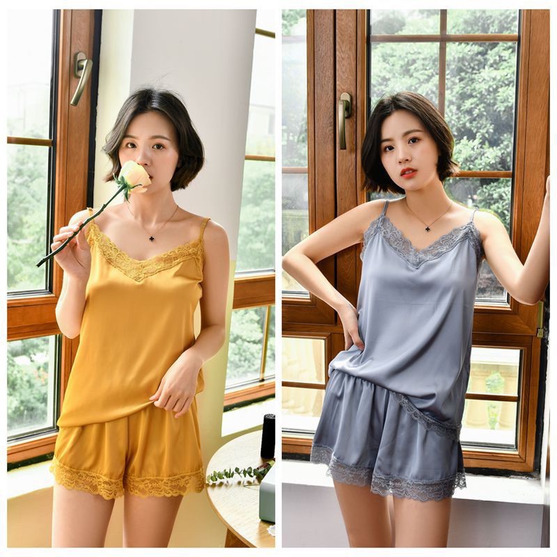 Bộ đồ ngủ lụa 2 dây⚡FREESHIP⚡Đồ mặc nhà cao cấp,Bộ ngủ sexy gợi cảm thoảng mát, vải đẹp, 5 màu xinh sắn