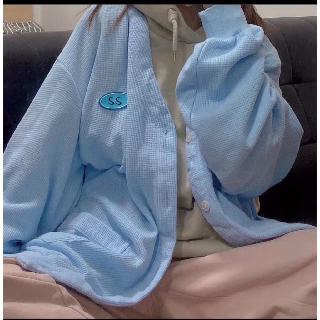 Khoác Nỉ Cảdigan xanh ulzang phong cách Vintage Ulzang | BigBuy360 - bigbuy360.vn
