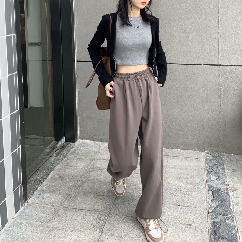 Quần ống rộng lưng cao dây rút cá tính trẻ trung thời trang 46142