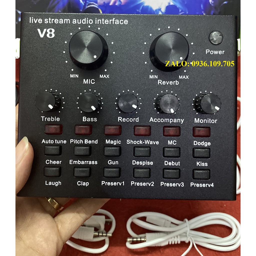Trọn bộ Sound-card V8 + Micro BM900 chuyên livestream, thu âm