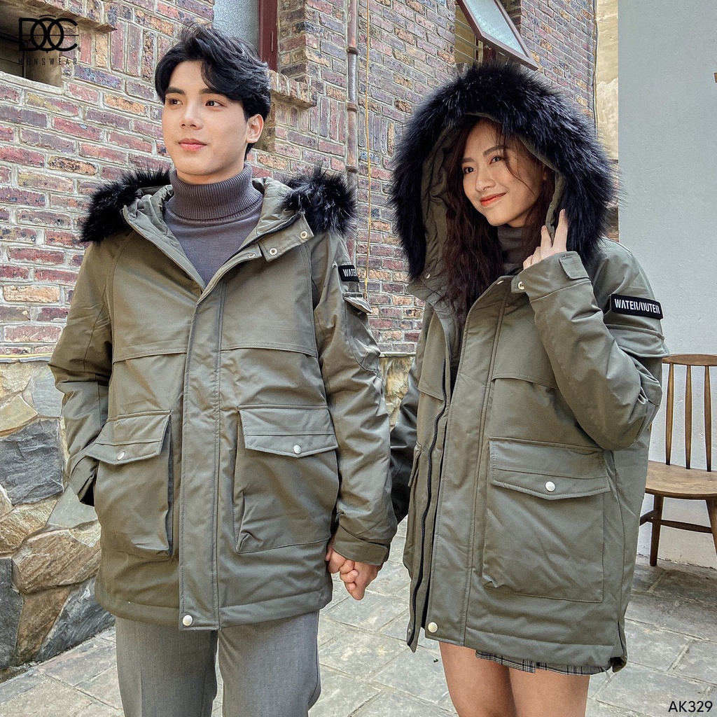Áo Parka Lông Vũ phối mũ lông cao cấp - AK329