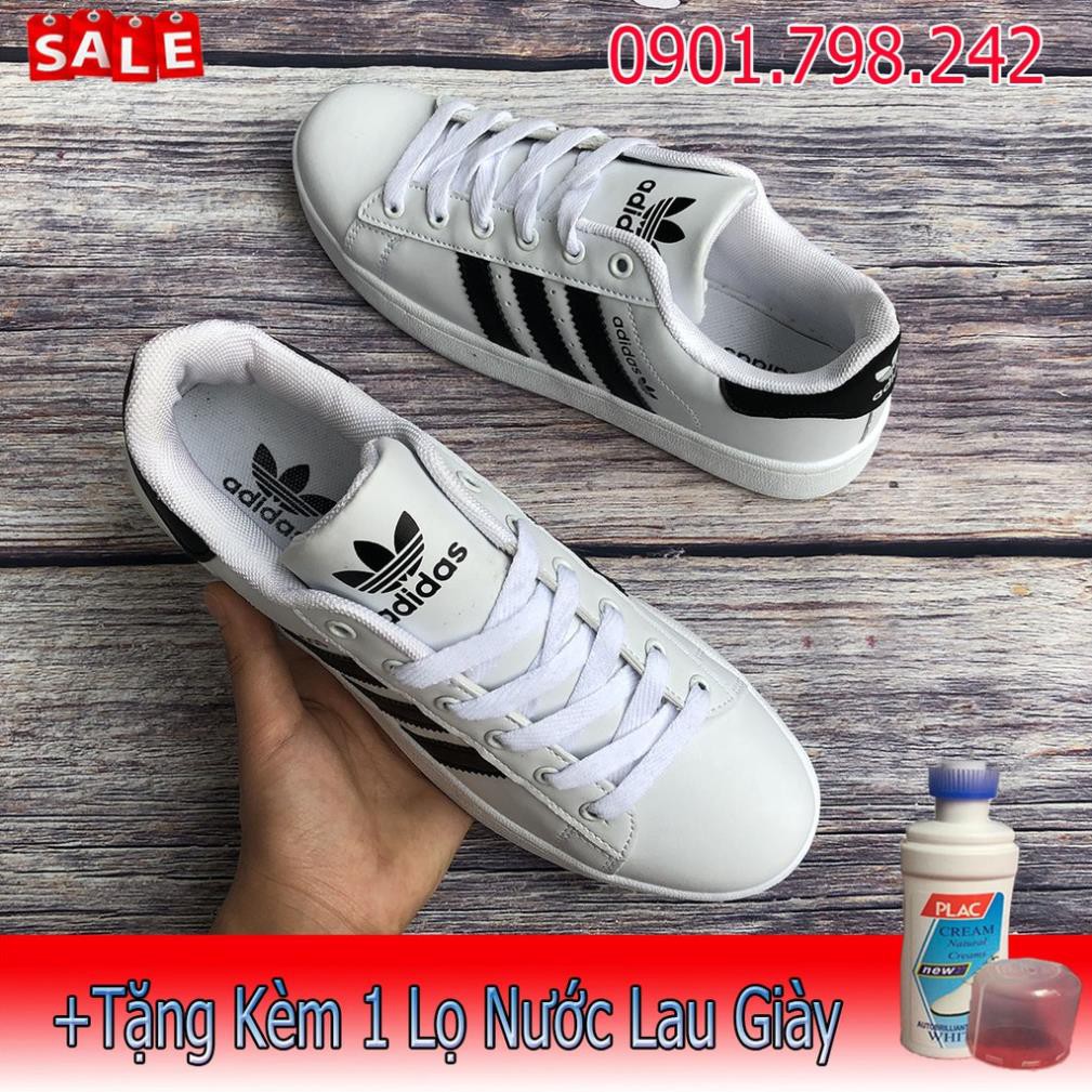 SALE Xả Xả [Chính Hãng] [FREE SHIP] Giày Adidas Trơn Sọc Đen Trắng Gía Rẻ Kèm VIDEO . 2020 Xịn Nhẩt new 🍀 . ^ 3 ) ࿅