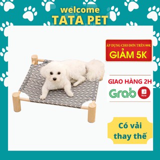 Giường gỗ cho thú cưng 🐱𝑭𝑹𝑬𝑬𝑺𝑯𝑰𝑷 🐱kèm vải thoáng khí nhiều màu sắc – Võng cho chó mèo dễ dàng tháo lắp, làm sạch TATAPET