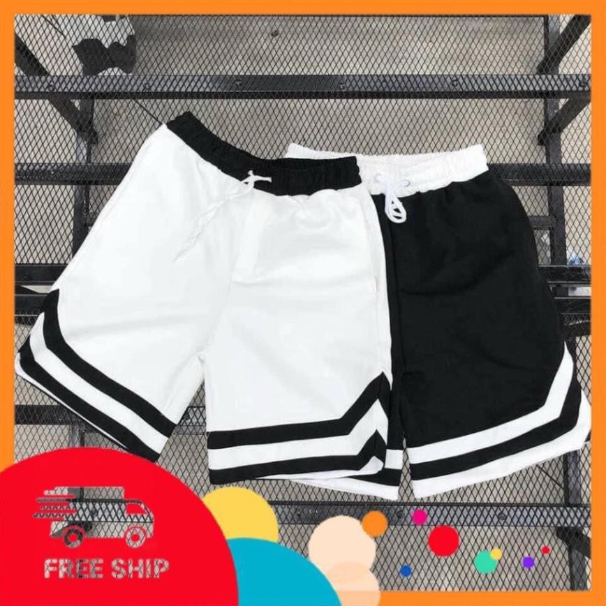 quần ngố bóng rổ kẻ trắng Quần short unisex bóng chày Chữ V nam nữ phong cách ་ '