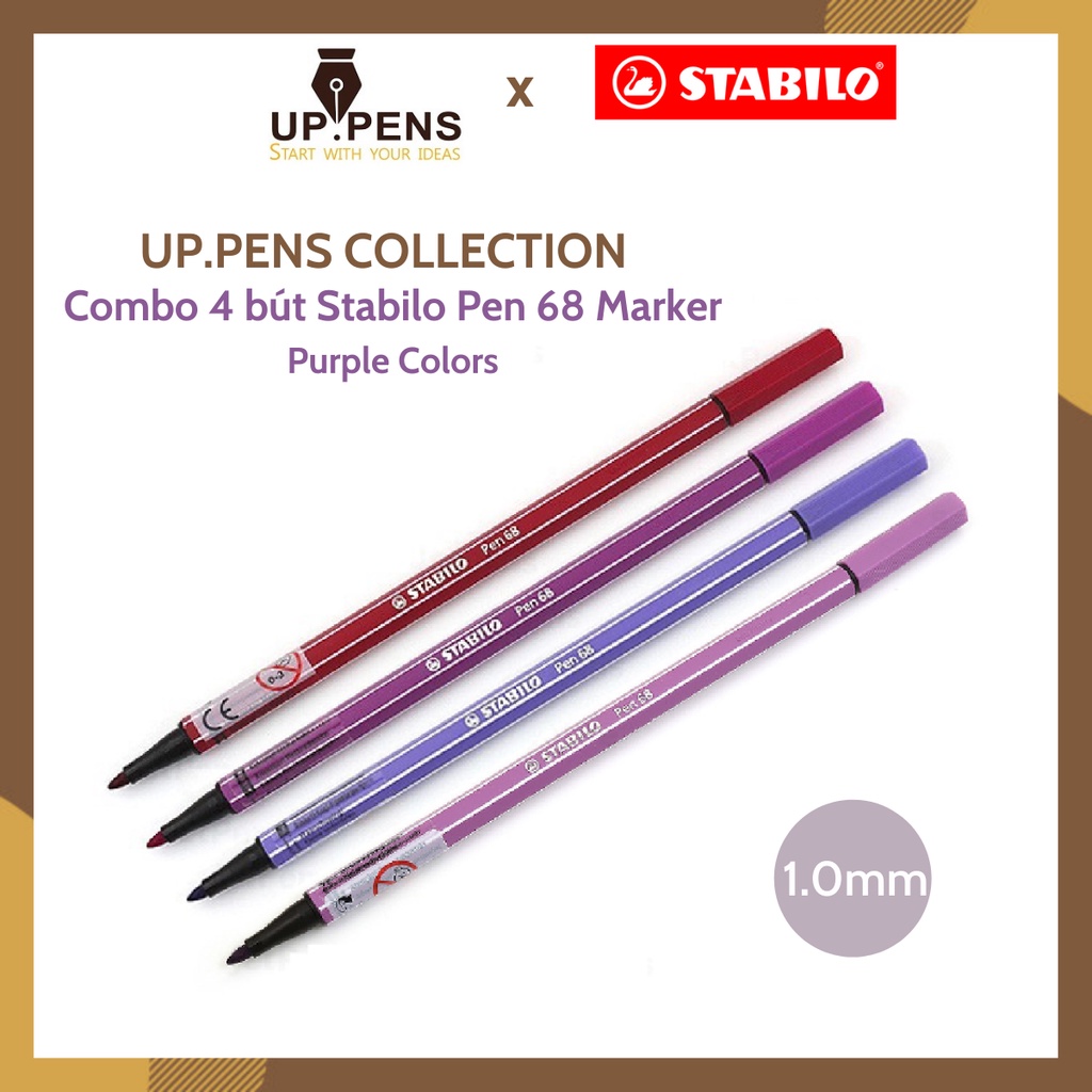 Combo 4 bút lông màu Stabilo Pen 68 Marker – 1.0mm – Purple Colors