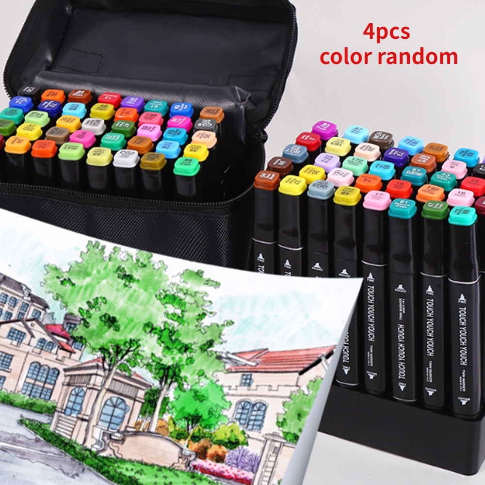 Set 4 Bút Đánh Dấu Hai Đầu Màu Sắc Ngẫu Nhiên Dành Cho Học Sinh / Văn Phòng