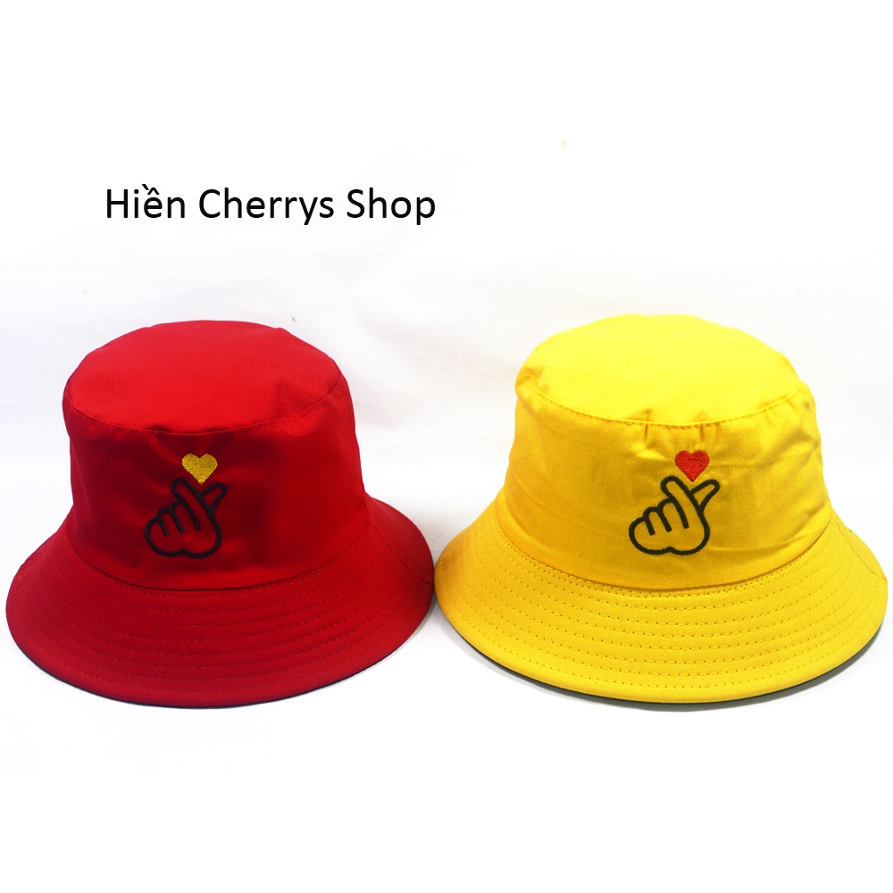 Nón bucket 2 mặt thêu hình bắn tim sành điệu thích hợp cho mọi người