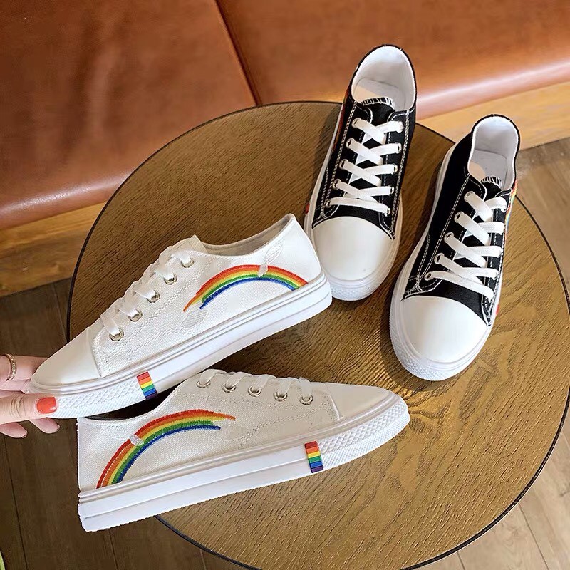 Giày thể thao nữ cv cổ thấp cầu vồng sau mưa