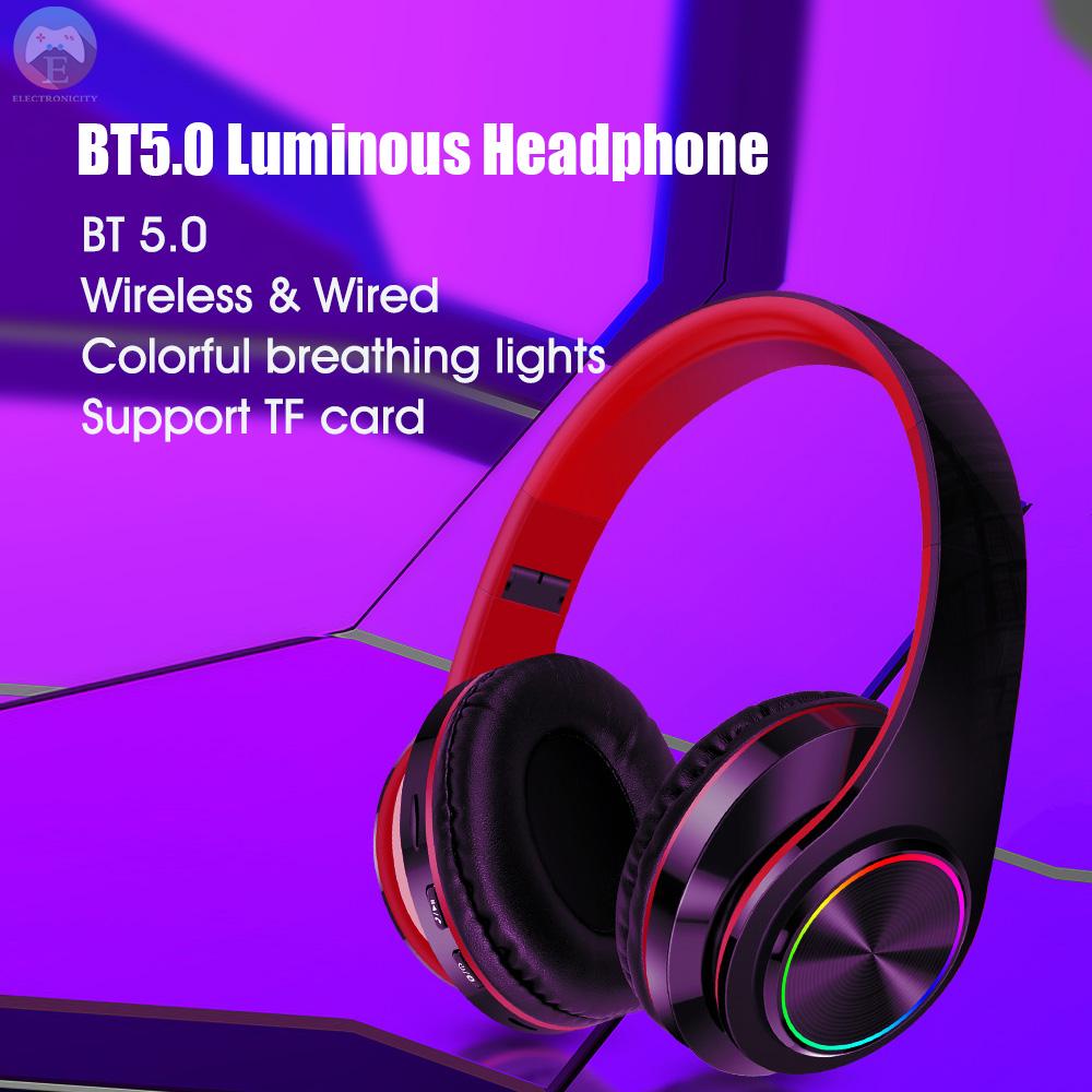 Ê BT 5.0 Wireless Headphones Foldable Adjustable Handsfree Headset 400mAh With MIC Wireless Or Wired USB-C Deep Bass Headset Compatible with Andriod iOS And Other BT Devices For All Smartphones