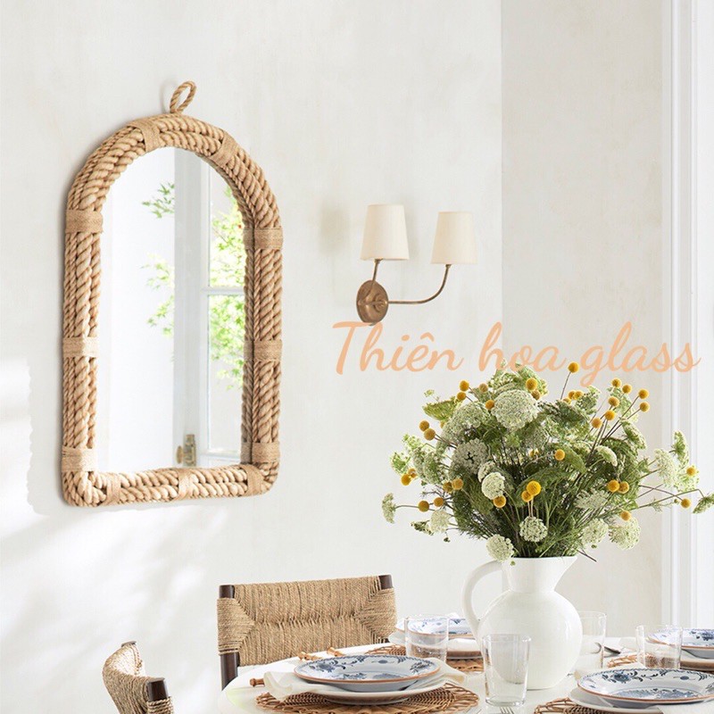 Gương oval treo tường bán nguyệt nhà vệ sinh toilet trang trí nhà tắm gương wc