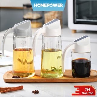 Bình đựng dầu ăn, lọ đựng gia vị Meizi tự động mở nắp khi rót 300ml, 600ml, 630ml - Vòi rót Inox 304, nắp màu trắng