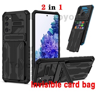Ốp Điện Thoại Kiểu Áo Giáp Bảo Vệ Có Ngăn Đựng Thẻ Và Giá Đỡ Cho Samsung S20 FE S20Lite