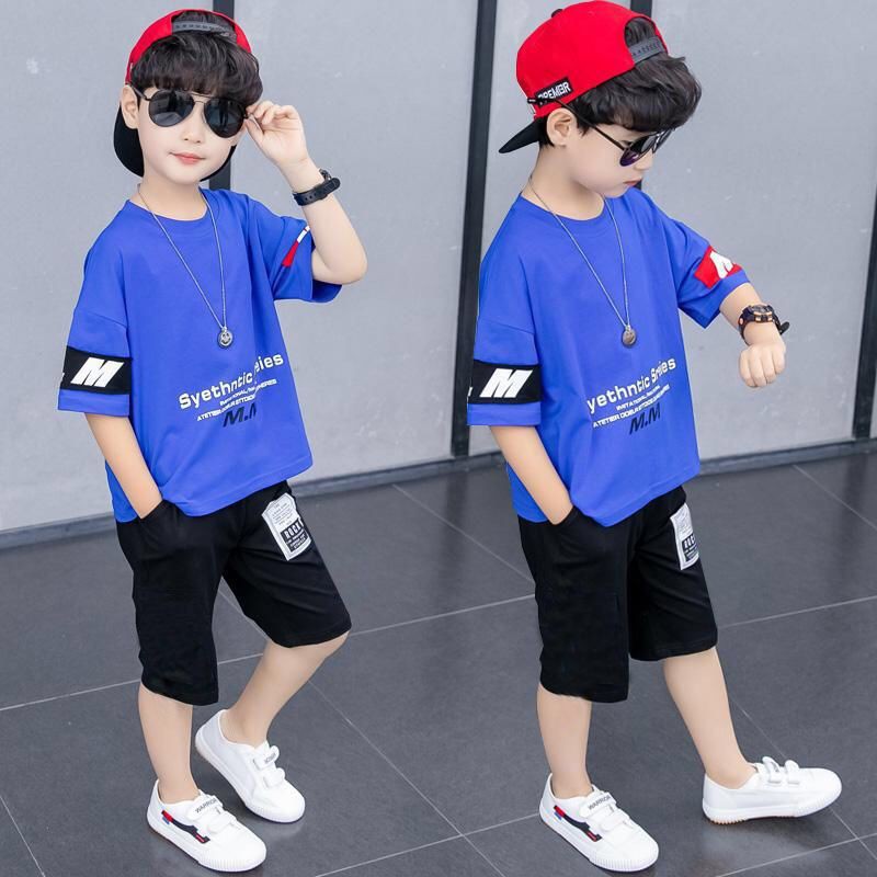 Con trai Bộ quần áo trẻ em, thun ngắn tay, nam và âu phục nhỏ kiểu tây1