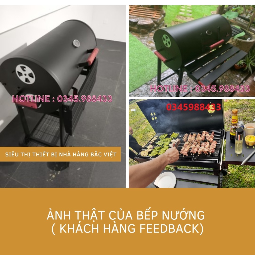 Bếp nướng than hoa ngoài trời có nắp đậy, có tay đẩy,có moto quay BB-05