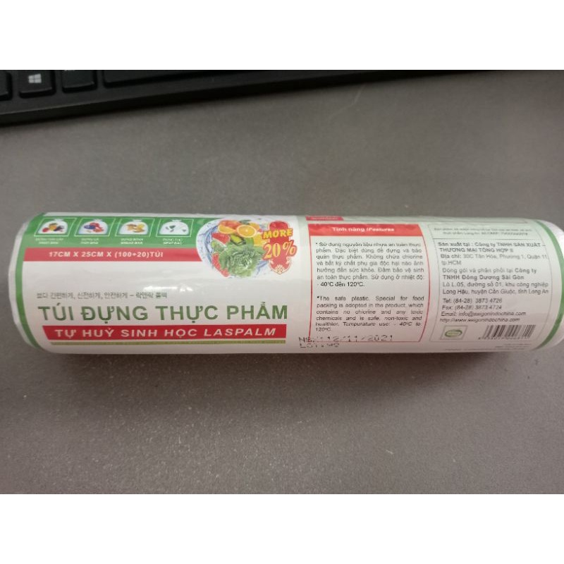 túi đựng thực phẩm tự hủy sinh học laspam 3 size 17,20,25