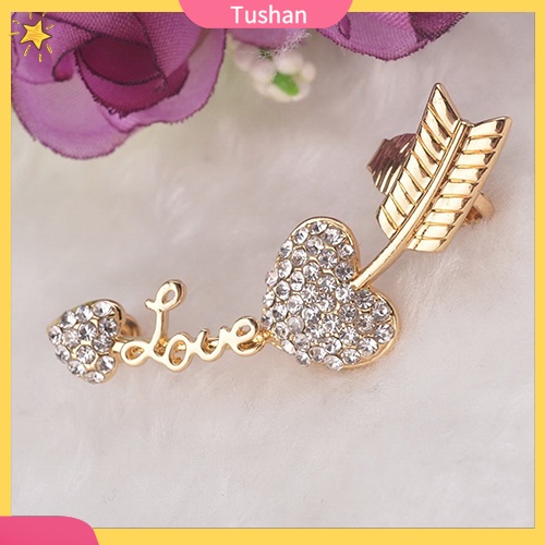 Khuyên vành tai đính đá hình tim / mũi tên độc đáo