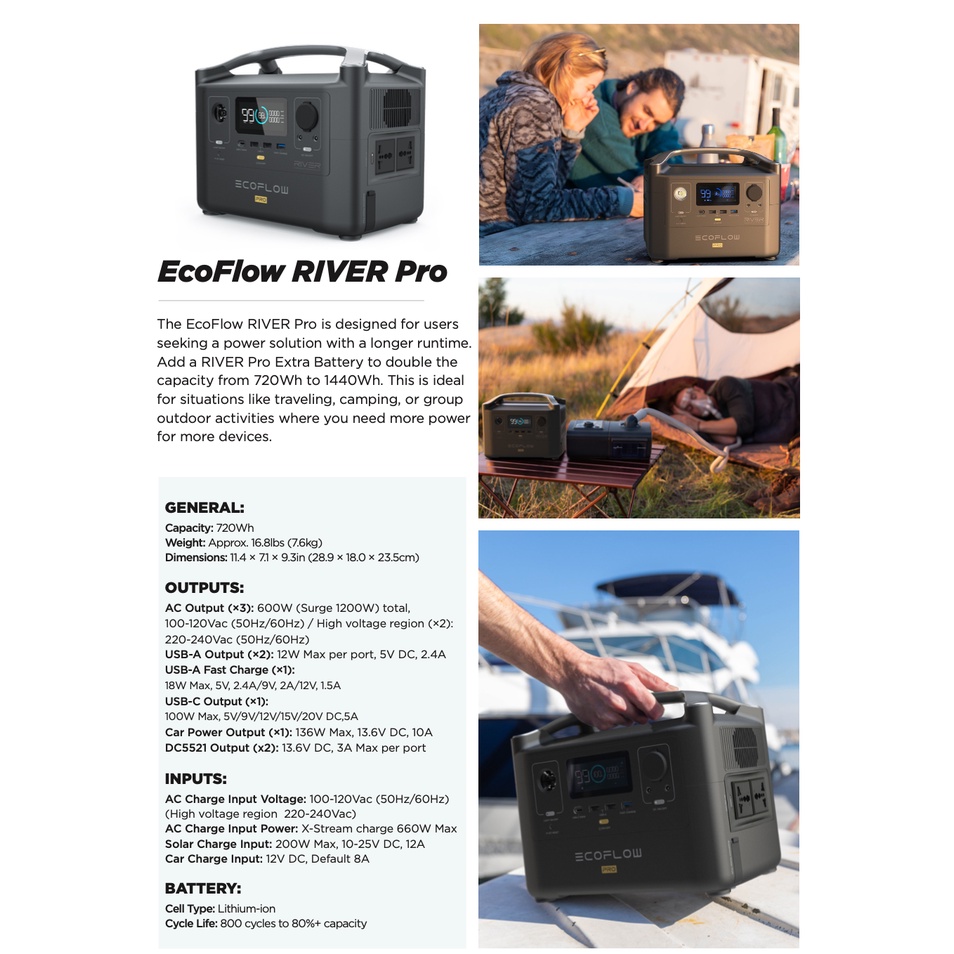 Trạm năng lượng EcoFlow RIVER PRO 720Wh - Chính Hãng