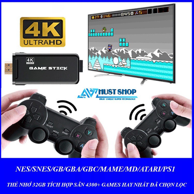 Máy Chơi Game 4 Nút Playstation HDMI Tay Cầm Không Dây Tích Hợp 4300+ Games Chọn Lọc FULL HD [BẢN NÂNG CẤP]