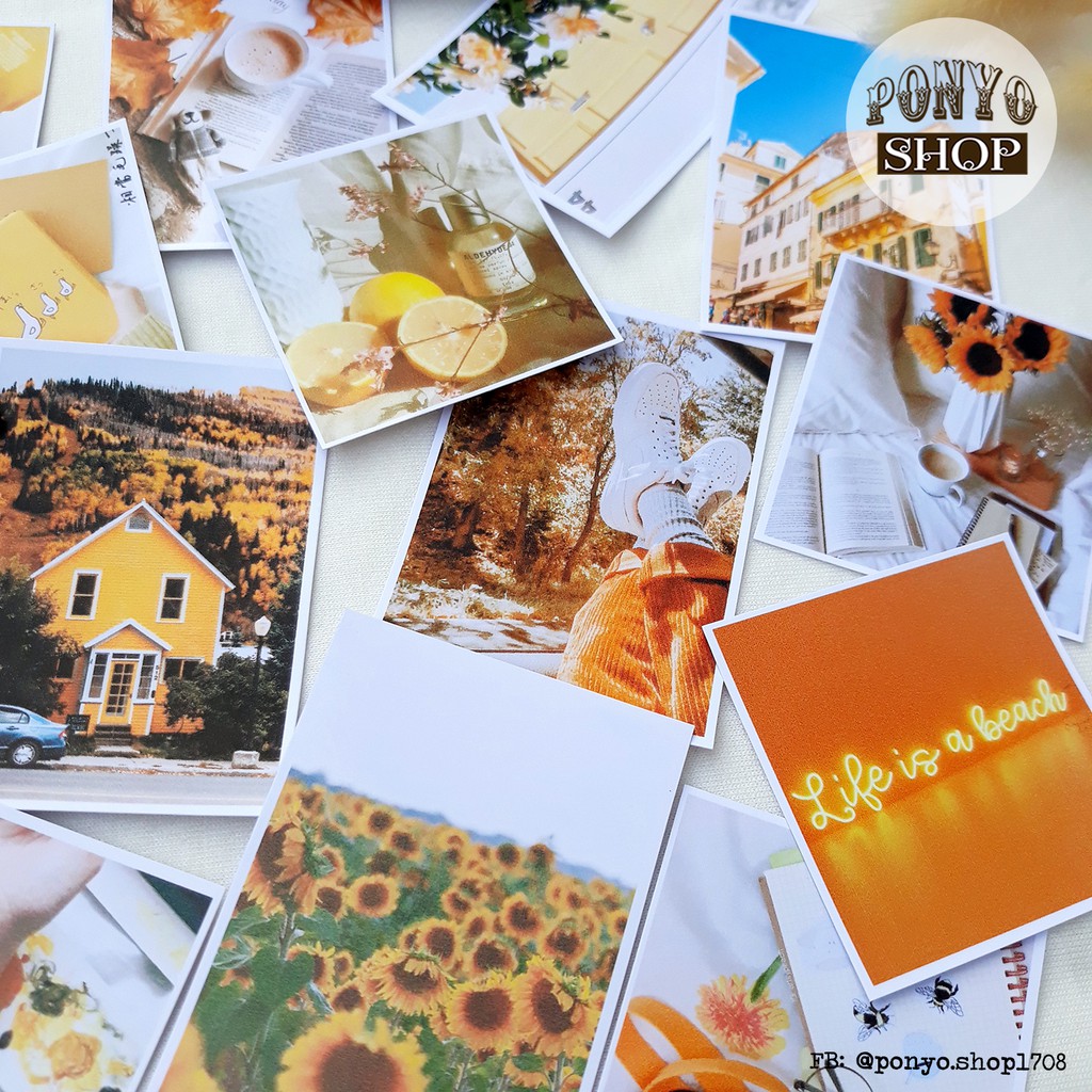 Set 21 sticker nhãn dán ảnh phong cách Instagram (Màu Vàng) trang trí Scrapbook/Planner