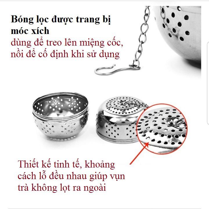 Lọc trà Inox - bóng lọc trà nhiều kích thước có dây treo - VUA BAO BÌ