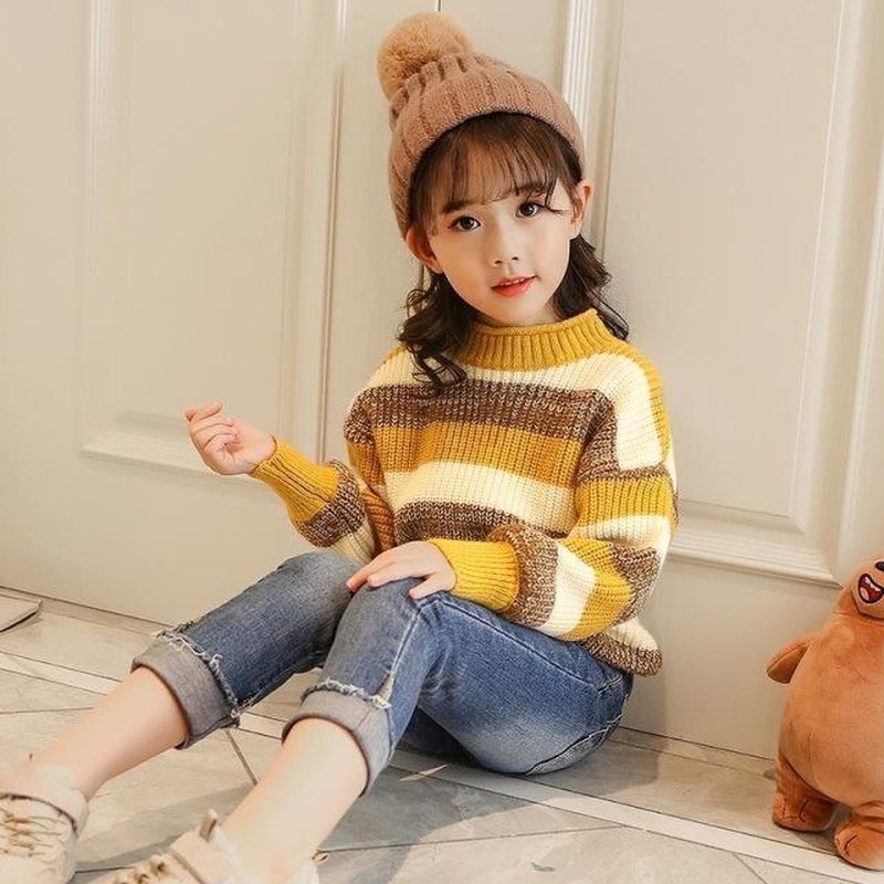 Áo Sweater lót nhung thời trang thu đông phong cách Hàn Quốc cho bé gái