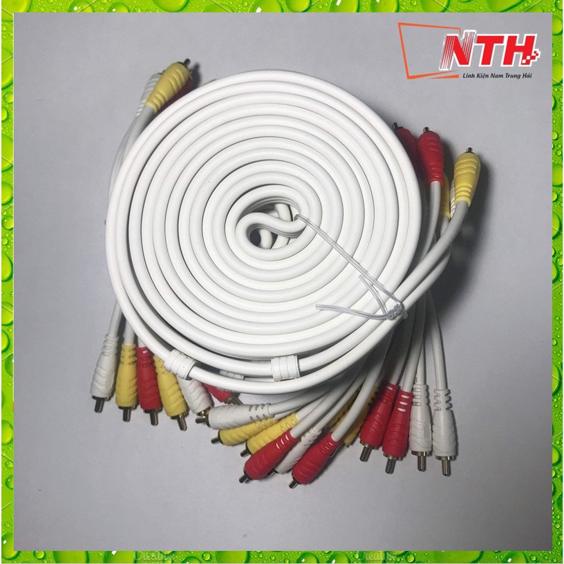 Cáp Nối Dài Dây Loa 3 Đầu AV Bông Sen Ra 3 Đầu AV Bông Sen (Dây 6 Đầu AV) Dài 1.5M 1.8M 3M 5M 10M - Dây Trắng Loại Xịn