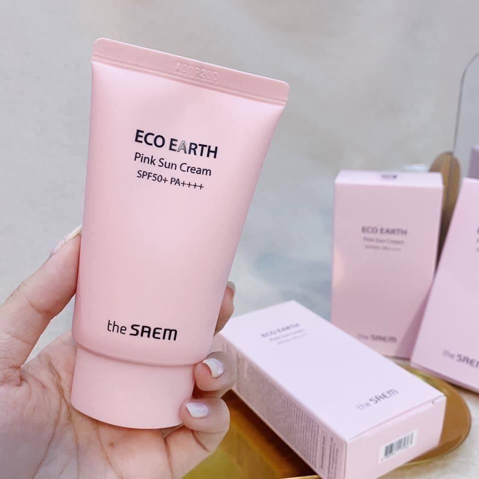 Kem Chống Nắng THE SAEM ECO EARTH POWER PINK SUN CREAM (SPF 50+/PA)++++ | BigBuy360 - bigbuy360.vn