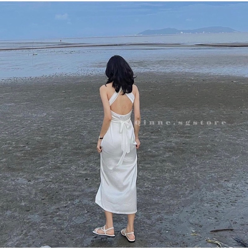 VÁY LỤA SATIN HỞ LƯNG SIÊU ĐẸP
