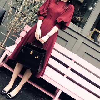 Váy len set bộ đỏ