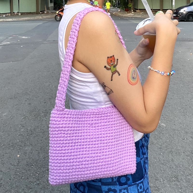 Túi len móc handmade Shoulder Bag Trơn