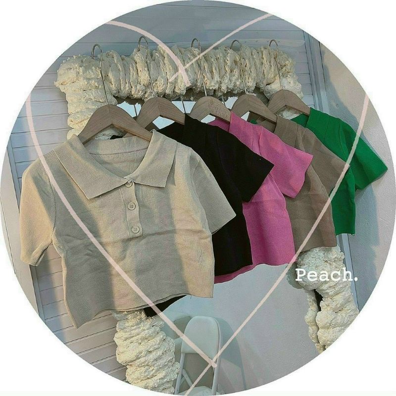 Áo cổ bẻ thanh lịch chất thun gân