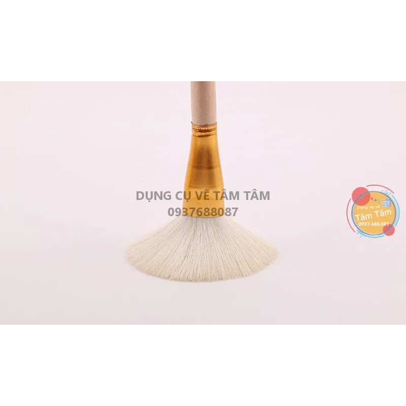 Cọ đầu tròn lông thỏ cán gỗ -  Cọ  lông mềm , xù - Quét gôm quét tẩy, hoặc blend  acrylic