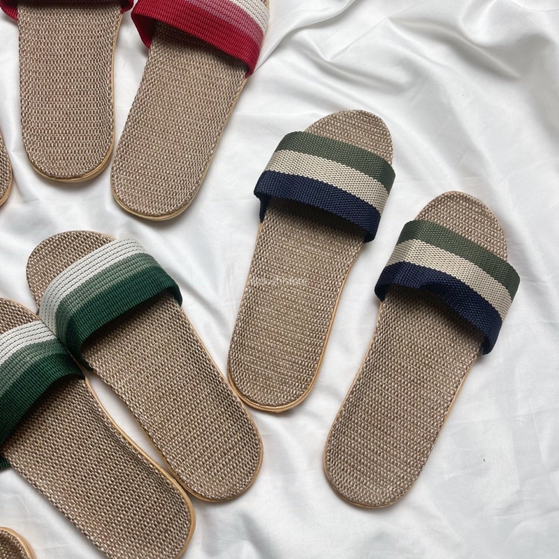 Dép cói sọc quai ngang đi biển dành cho nam nữ | DUYHI