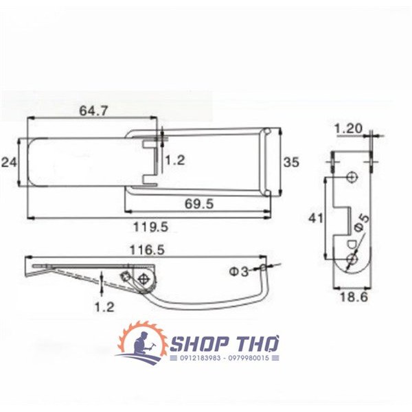 Khóa sập nhanh SF111, sf115 khóa thùng, hòm - inox 201 (2 cái)