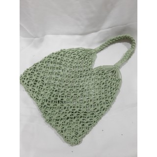 Túi lưới cá đi biển Macrame size L màu xanh lá nhạt ,có ảnh thật