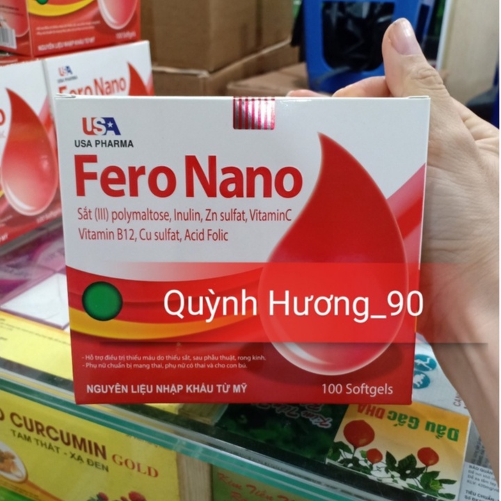 Viên uống FERO NANO hộp 100 viên giúp bổ sung sắt không gây táo bón cho mẹ bầu