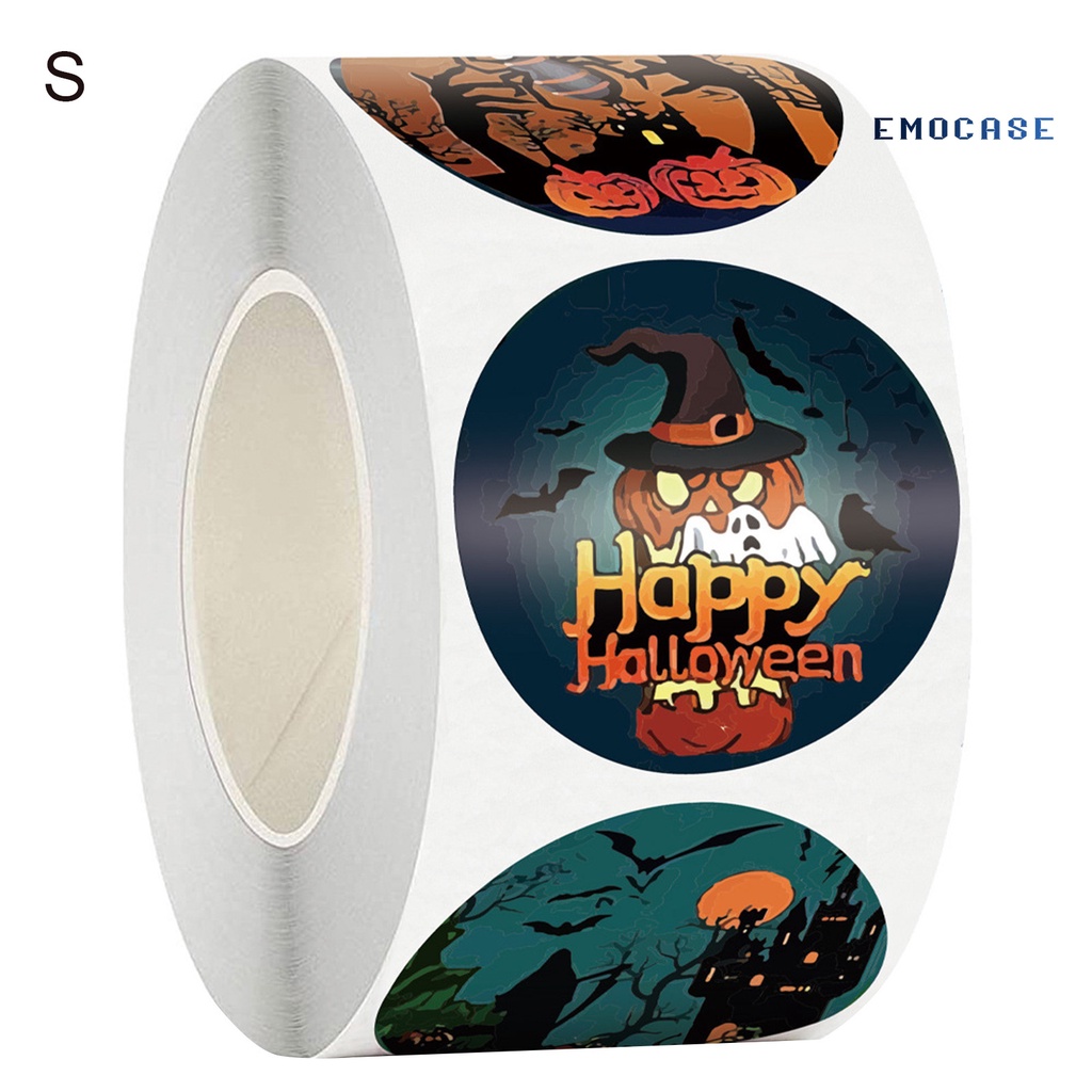 Cuộn 500 Nhãn Dán Trang Trí Halloween Tự Dính Nhỏ Gọn