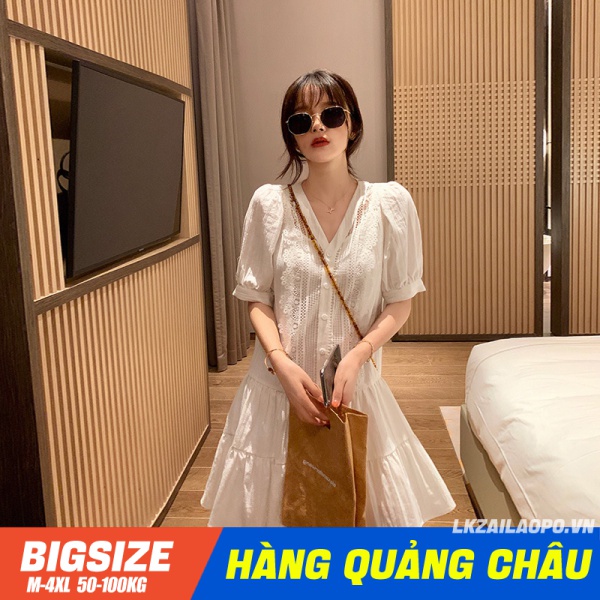 Đầm ⚡️𝐁𝐈𝐆𝐒𝐈𝐙𝐄⚡️ Váy nữ ngắn cổ chữ v Phong cách chanel mùa hè Phong cách Hàn Quốc Thời Trang sang chảnh cá tính xinh đẹp quảng châu cao cấp