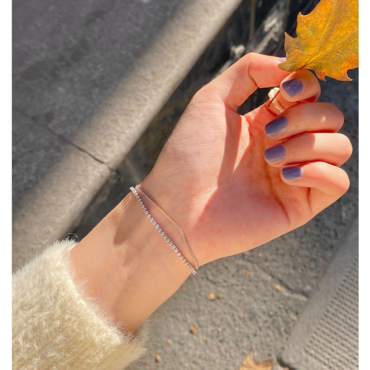 Vòng Tay Hai Lớp Bằng Hợp Kim Đính Đá Đơn Giản Cho Nữ