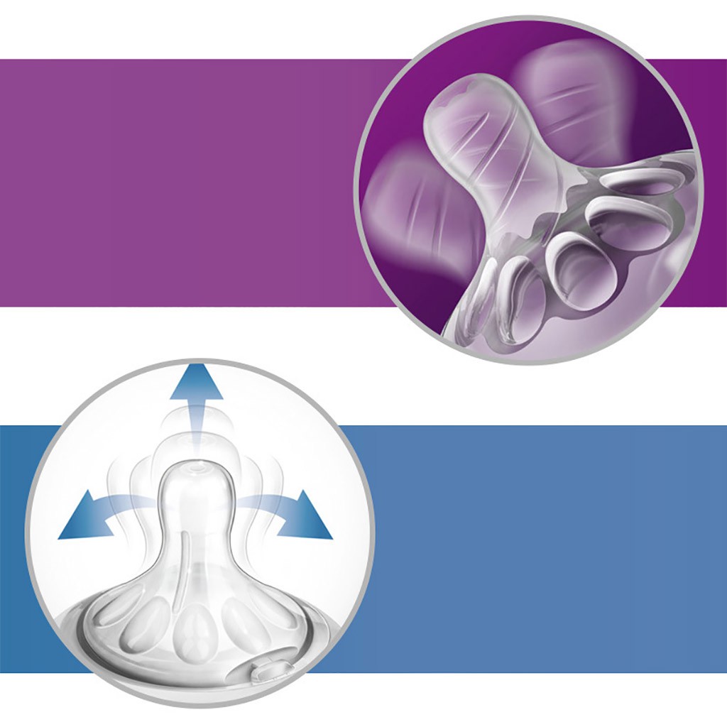 Núm ti silicone Philips Avent Natural cho bé, núm ty Avent cổ rộng [ĐỦ SỐ 0 - 5]