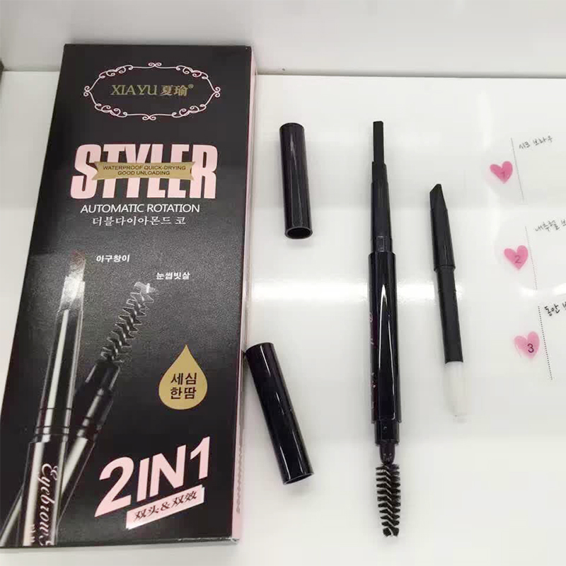 (Hàng Mới Về) Bút Chì Kẻ Lông Mày Hai Đầu Tự Động Kháng Nước Kèm Khuôn + Thẻ Lông Mày | BigBuy360 - bigbuy360.vn