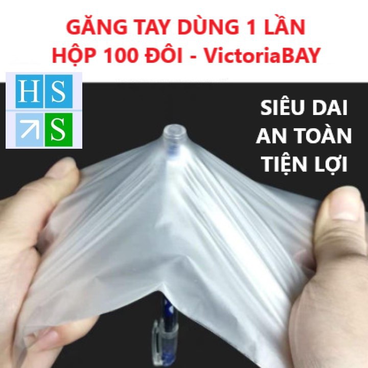 ( Hộp 100 cái ) Găng tay cao su VictoriaBay làm bếp vệ sinh siêu dai chất liệu TPE không mùi (Đủ SIZE : L-M-S) - HS Shop