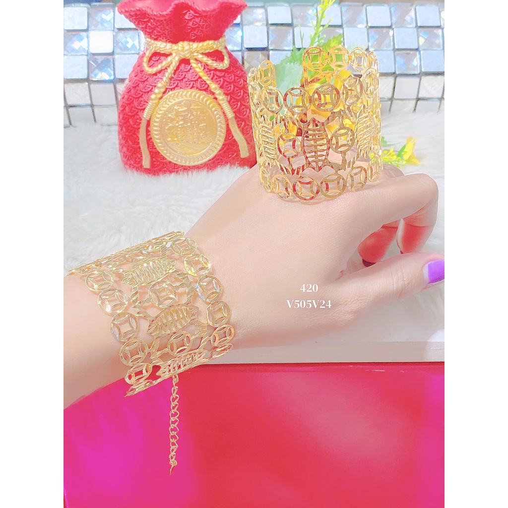 Vòng Bảng - Vòng Tay Lưới Mạ 18K Xi Kim Cao Cấp Free Size Có Khóa Gài V505